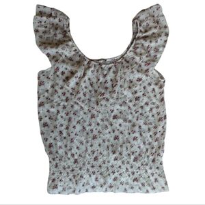 Miley Cyrus & Max Azria Floral Sheer Summer Blouse XL Cream